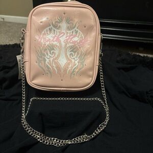 Pink Crossbody Bag with Silver Chain Strap
Ninth Hall Brand